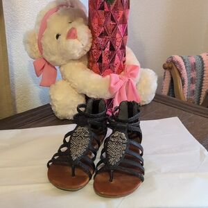 SO Black and Silver Kids Gladiator Sandals